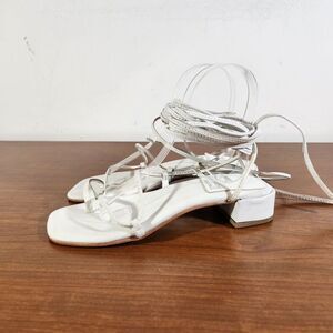 JEFFREY CAMPBELL Agate 2 Leather Sandal Color White Size 6 EU 37 Lace Up